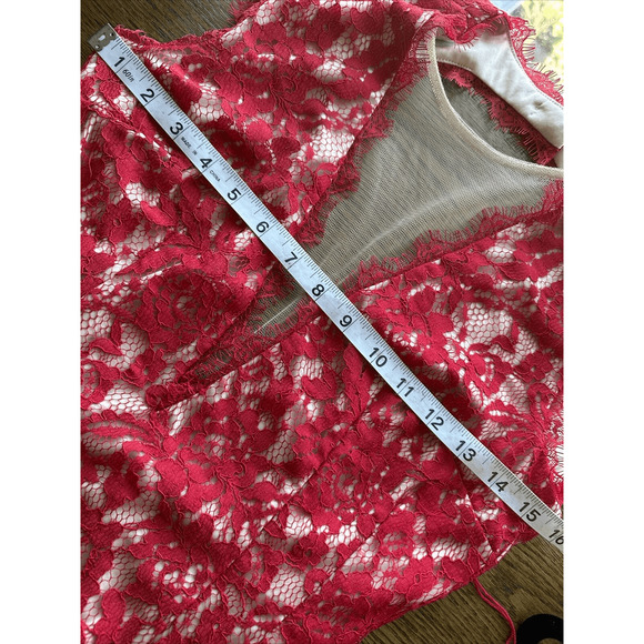 AIDAN MATTOX Red lace Plunging V-Neck open back Gown Size 6 - Picture 8 of 16